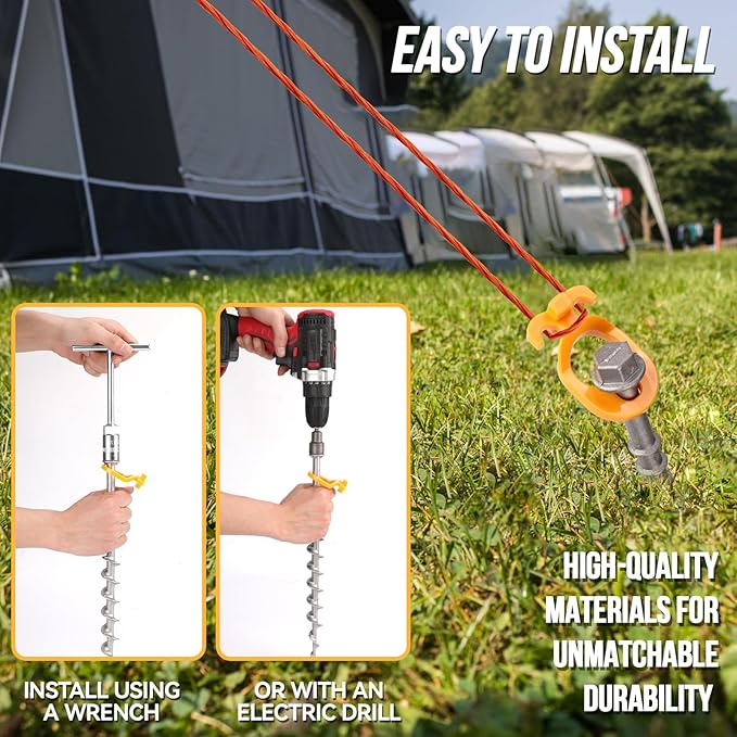 Keltrion 16 PCS Screw in Tent Stakes for Women Men - Ground Anchors for Sand, Canopy, Trampolines, Camping Aluminium Heavy Duty Rust Prevention Pegs Drillable Lightweight Safe - Silvery 14 inch