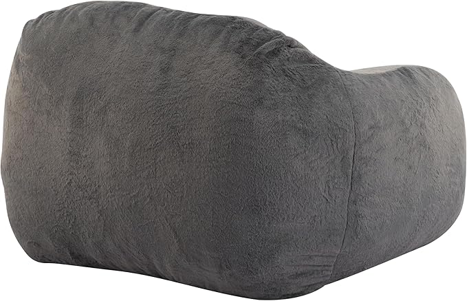 Indoor Bean Bag Chair,Faux Fur Lounge Seat with Shredded Memory Foam Fill – Ergonomic, Eco-Friendly, Comfort Space-Saving Floor Seating for Bedroom Dorm Apartment Living Room,Gray