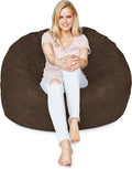Lumaland Luxurious 4ft Large Bean Bag Chair with Microsuede Cover - Ultra Soft, Foam Filling, Washable Bean Bag Sofa for Kids, Teenagers, Adults, Pets - Sack Chair for Dorm, Kid's Room - Brown
