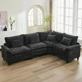 URRED Cloud Couch Modular Sectional Sofa, 116" Modern L Shaped Deep Seat Sofa with Pillows, Ultra Comfy Chenille Corner Couches for Living Room, Bedroom or Apartment, Black