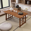 JNNXZZ Japanese Folding Coffee Table,Bamboo Foldable Low Table for Sitting On Floor,Collapsible Floor Tea Tables,Portable Meditation Table for Tatami Living Room Bay Window Office Apartment (Brown)