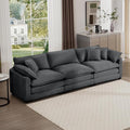 Aoowow Corduroy 3 Seater Sofa Couch,Modern Large Cloud Couches for Living Room,Modular Sectional Cloud Sofas with Deep Seat,Oversized Tufted 3 Seat Sofa Set. (Grey, 3 Seater)
