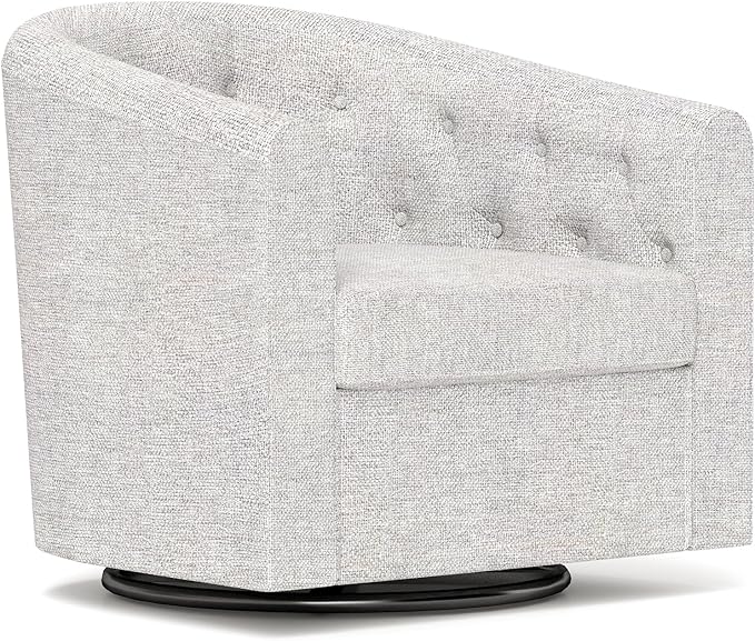 Simore Swivel Accent Chair for Living Room, Comfy Fabric Round Swivel Barrel Chair for Nursery Office Bedroom, Light Gray