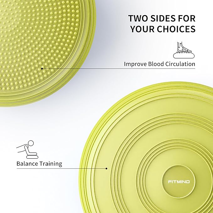 FITMIND Inflated Wobble Cushion,Circular Non-slip Texture for Comfortable Sitting,Extra Thick Dyna Disc with Pump for Core Strength,Wiggle Seat to Improve Posture,Fitness,660lb Load Capacity