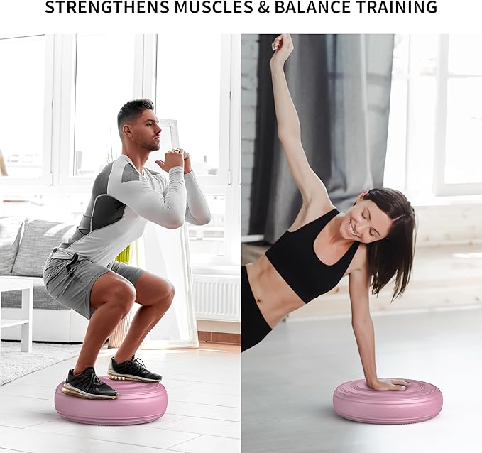 FITMIND Inflated Wobble Cushion,Circular Non-slip Texture for Comfortable Sitting,Extra Thick Dyna Disc with Pump for Core Strength,Wiggle Seat to Improve Posture,Fitness,660lb Load Capacity