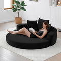67" Round Convertible Folding Sofa Bed, Boneless Couch Loveseat, Floor Sleeper Chaise Lounge for Living Room, Apartment, Dorm, Small Spaces, Black