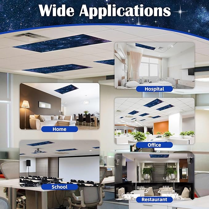 8 Pcs Fluorescent Light Covers - 4 x 2 Feet Covers for Ceiling Lights, Magnetic Light Filters for Classroom, Office, Hospitals, Home