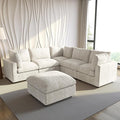 WJShome Cloud Couch Modular Sectional Sofa,100.5" V Shaped Couch, Convertible Wide Seater with Ottoman, 6 Seater for Living Room Set,Covers Washable&Replaceable,Beige