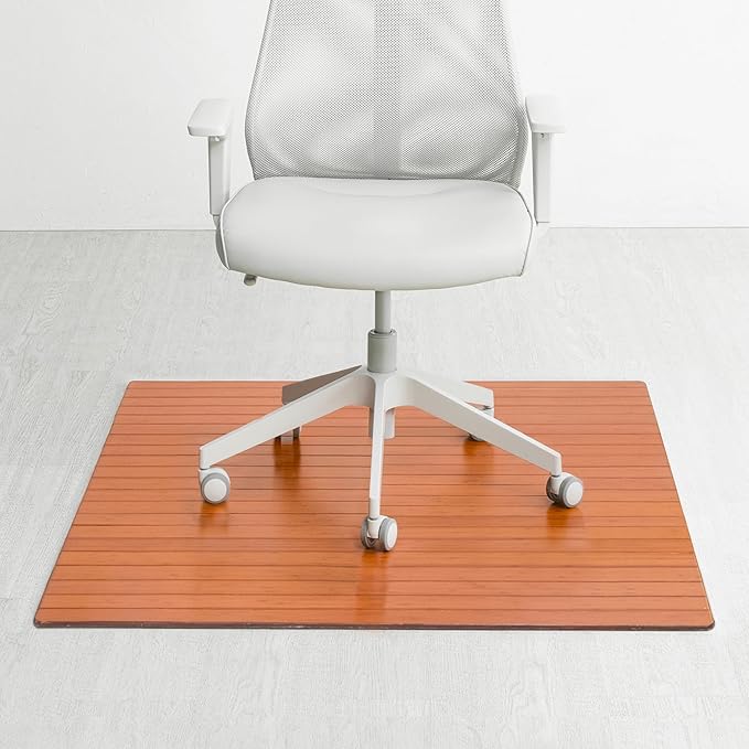 Anji Mountain Office Chairmat Thickest & Sturdy Bamboo Chairmats Highly Premium Quality Anti-Slip Heavy Duty for Multi-Purpose Hardwood Floor Office & Home Floor Protector Office Chair mat-5mm Thick