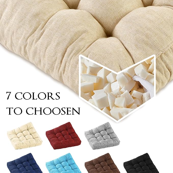 LYLNBYWK Meditation Floor Cushions, Thickened Floor Pillow for Adults, Large Square Pillows Seat Cushion for Tatami Living Room Yoga, Memory Sponge Block Added, 22x22 Inch, Beige