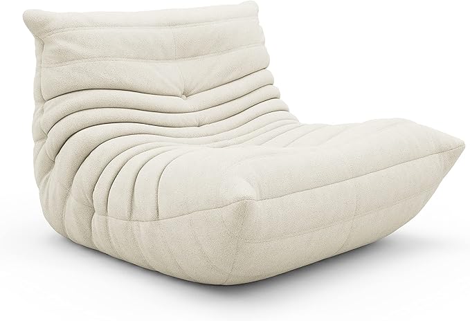 cebihy High-end Uncompressed Fireside Togo Chair, Bean Bag Chair, Foam Floor Sofa, Soft Lazy Lounge Sofa Couch, Armless Teddy Fabric Cover Beanbag Accent Chairs for Living Room Bedroom Dorm Office