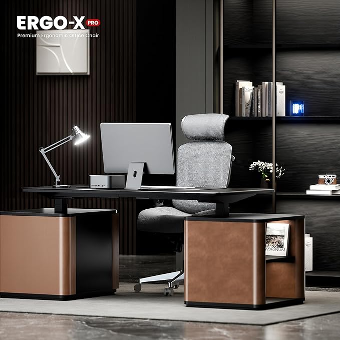 FLEXISPOT ErgoX-PRO Ergonomic Office Chair with Footrest Grey – AeroWeave 5.0 Mesh Seat, 5D Lumbar, 7D Armrests, 4D Headrest, 551LBS Capacity – Office, Gaming, Home