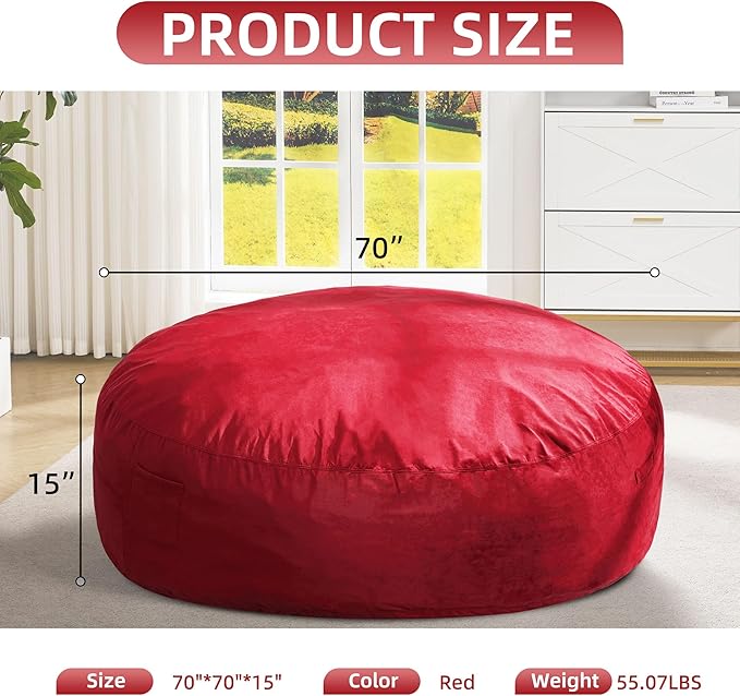 Hobestluk Bean Bag Chair 6Ft Giant Bean Bag Chairs for Adults Large Bean Chairs with Removable Cover,Big BeanBag Chairs for Living Room, Bedroom