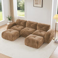 Modular Sectional Sofa with Free Combination,Boneless Floor Couch for Living Room & Lounge,Velvet 3-Seater Sectional Couch with 2 Ottomans,No Assembly Needed
