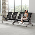 Kinfant 2-Seat Waiting Room Chair Bench Set - 2 Pieces Office Guest Benches Reception Chairs with Arms for Airport, Hospital, Bank, Salon, Barbershop, Hall, Room Conference(Black Mesh)