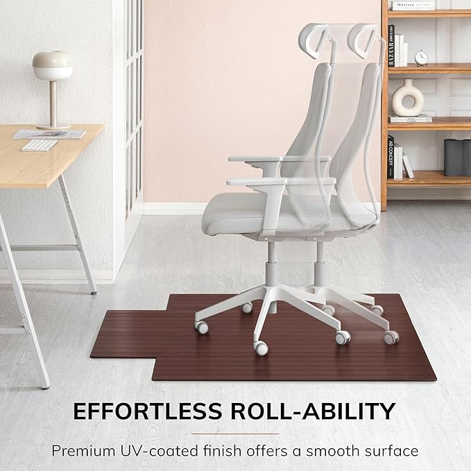 Anji Mountain Office Chairmat Thickest & Sturdy Bamboo Chairmats Highly Premium Quality Anti-Slip Heavy Duty for Multi-Purpose Hardwood Floor Office & Home Floor Protector Office Chair mat-5mm Thick