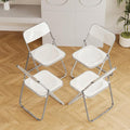 4 Pack White Plastic Folding Chairs - Family Dining Set Stackable for Kitchen, Picnic, Casual Dining (250lb Capacity)