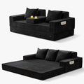 MAXYOYO Convertible Sofa Bed, 80" Oversized Boneless Loveseat Couch 4 in 1 Foldable Floor Sofa Couch in A Box with 2 Cup Holders, Folding Sleeper Chair for Living Room, No Assembly Required, Black
