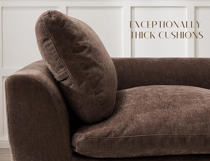 ohllob Oversized Cloud Couches for Living Room, Boneless Sectional Couch with Ottoman, 7 Seater Large Modular Sectional Sofa, Coffee Brown
