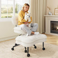 Ergonomic Cross Legged Office Chair, 360° Swivel Meditation Chair with Wheels, Kneeling Desk Chair with Height Adjustable Seat for ADHD,Relaxation, Home Office,Beige