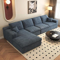 136.6'' L-Shaped Modern Modular Sectional Cloud Couch, 4-Seat Chenille Deep-Seat Sofa with Pillow for Living Room, Bedroom, Apartment, Ocean Blue