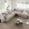 Lopzeho Oversized Cloud Modular Sectional Sofa, Comfy Down Filled Cloud Couch with Removable Cover, L Shaped 4 Seat Couch with Ottoman, Deep Seat Sectional Couches for Living Room, Light Gray