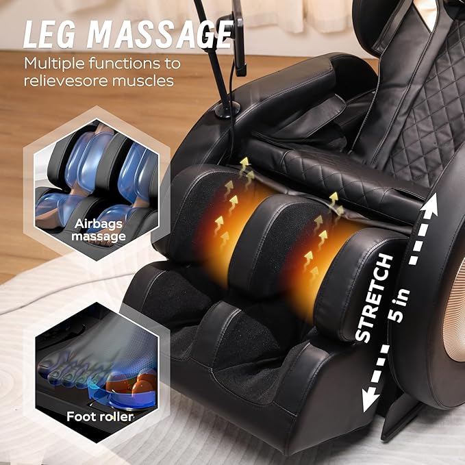 2026 Massage Chair for Full Body 4D Zero Gravity, with Body Scan & Heat Therapy, SL-Track Shiatsu Foot Rollers, Yoga Stretch, Heating Function, for Home Office Use (Model 4)