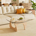 LUCKIIA Coffee Tables Glass Small Farmhouse Coffee Table Mid-Century Modern Wood Center Table for Living Room, Original Transparent, 45 Inch
