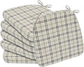 AAAAAcessories D-Shaped Chair Cushions, 2" Thick Dining Chair Pads with Ties and Removable, Machine-Washable Cover, 17" x 16", Set of 6, Yellow Checkered