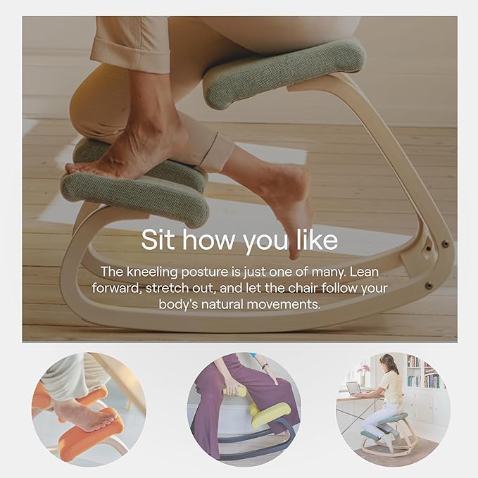 Varier Variable Natural/Grey Ergonomic Office Kneeling Chair – Active Sitting, Rocking Seat for Home, Study & Posture Support – 10 Year Quality Guarantee