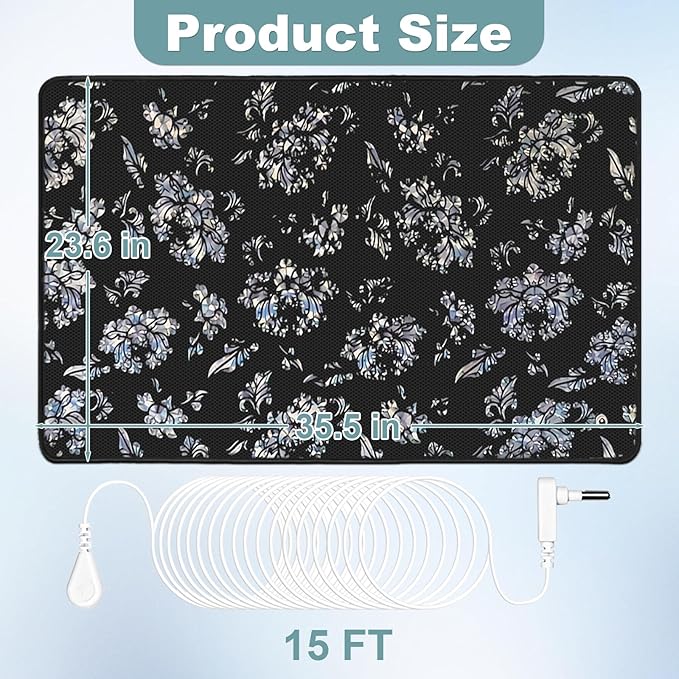 Grounding Mat, 23.6x35.5 inches Grounding Pad for Feet Sleep Energy Wellness. Reconnect to The Earth with 15ft Grounding Cord