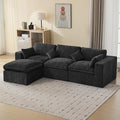 115''Cloud Boneless Sectional Couch, Modular Sectional Sofa Deep Seat with Ottoman, Oversized Upholstered Convertible Comfy 4 Seater Chenille Sofa L Shape Couches for Living Room, Dark