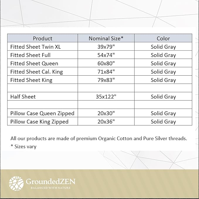 Premium Quality Fitted Grounding Sheets - Organic Cotton with Conductive Silver Threads. Grounding Cord Included Kit. Earth Connected Sheet. 84 x 71 x 12 inches Cal King Size Bed. (California King)