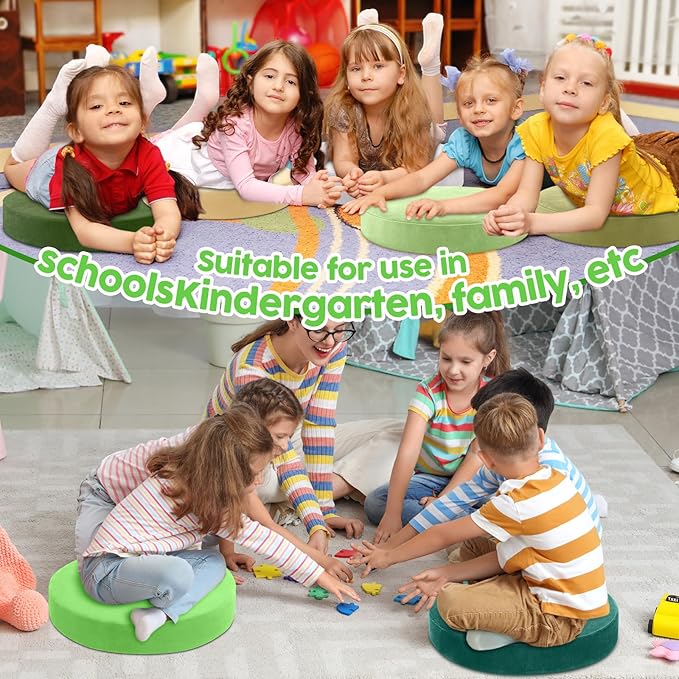 GlikCeil 8 Pcs Round Floor Pillow Cushions for Kids Classroom 15'' Soft Flexible Seating Chair Floor Seats for Reading Corner Playroom - Winter & Spring School Supplies (Forest Friends Series)