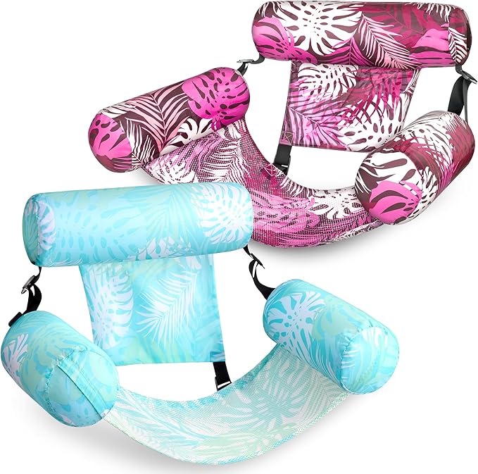 SLOOSH Inflatable Pool Floats Adult,2 Packs Floating Lounge Chairs,Blow up Pool Noodles for Adult Heavy Duty,Floating Chair for Party Summer Water Beach Lake Fun