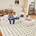 96" Modular Sectional Couch, Boneless L Shaped Cloud Sofa with Chaise Lounge, Corduroy Upholstered Couches Memory Foam Deep Seat, No Assembly Required, Ideal for Living Room(White, Right Facing)