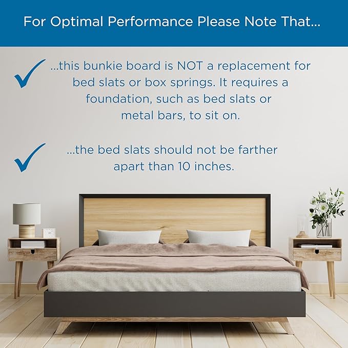 Meliusly Heavy Duty 10mm Bunkie Board Twin XL Size (38x79'') Patent Pending Low Profile Bed Board Design - Breathable, Noise Minimizing, Moisture Resistant Bunkieboards, Low Profile Bed Support