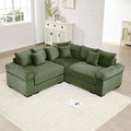 KEIKI 79" L-Shaped Oversized Corduroy Modular Cloud Sectional Sofa with High-Density Foam Cushion, Extra-Thick Armrest, Convertible 3-Seater Fluffy Corner Couch with 10 Pillow, for Living Room, Green