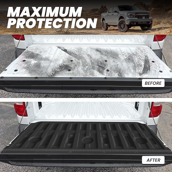 LASFIT Truck Tailgate Mat for Ford Maverick 2026 2025 2024 2023 2022 Hybrid & Gasoline Truck Bed (Not Fit Drop-in Liners) Custom Fit All Weather Protector TPE Easy-Clean Tailgate Liner,1pc Black