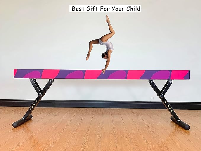 MARFULA Adjustable Balance Beam 8 ft Gymnastic Beam Adjustable Height for Kids and Teenage of All Gymnastic Levels, Gymnastic Training Beam Gymnastic Equipment for Athlete Home and Gym Club Use