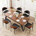 YaFiti Dining Chairs Set of 6, Dining Room and Kitchen Chairs, Mid Century Modern Retro Chair, Upholstered PU Leather Chairs for Vanity with Walnut Bentwood and Metal Legs (Black)