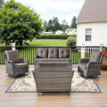 Belord 5 Piece Outdoor Patio Furniture Set - Outdoor Conversation Couch and Loveseat Glider Chair Furniture Set with Rattan Coffee Table for Deck Balcony Poolside Gray Wicker/Grey Cushions