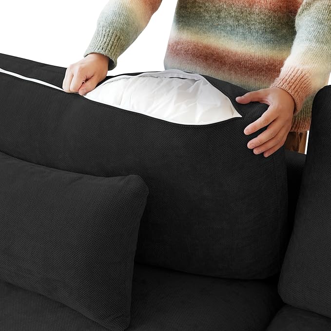 Cloud Couch Modular Sectional Sofa,156" U Shaped Large Down Filled Convertible Modular Sofa Couch with Ottomans for Living Room Set,Covers Washable&Replaceable(Black)