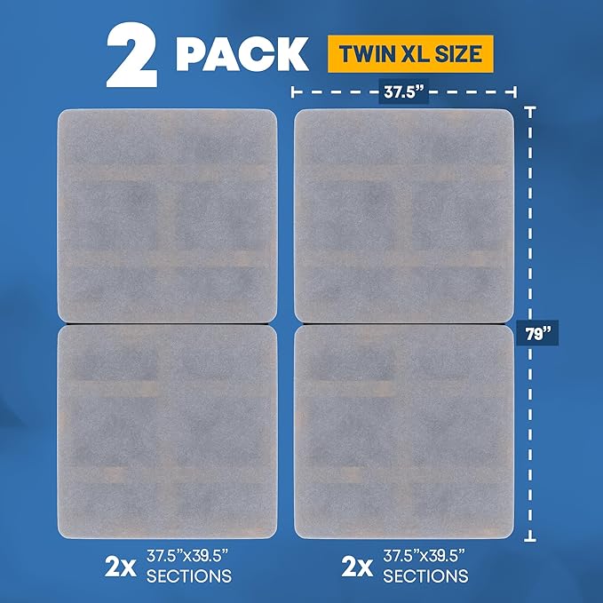 Greaton, Premium 38mm Split Wood Bunkie Board Twin XL Size Bed Frames - 2-Piece Under Mattress Support Board, Fully Assembled, Fabric Ventilation Cover - Replaces Wooden Slats or Box Spring(Pack of 2)