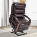 Dual Motor Power Lift Recliner Chair, Lay Flat Recliner, Lift Chair with Massage and Heat, Standing Assistance, Infinite Position Reclining, Living Room Chair (Faux Leather Dark Brown)