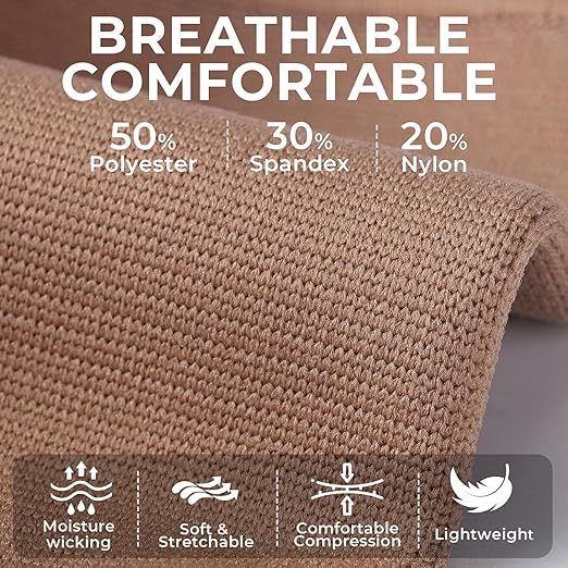 NeoTech Care Calf Compression Sleeve for Calves Support or Shin Splint (Beige Color, Size L, 1 Pair)