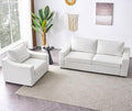ELUCHANG Modular Sectional Couch Set, 47" Oversize Accent Chair and 85" Modern Loveseat Sofa Deep Couch for Apartment, Living Room, Bedroom, Linen, White