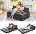 Hobestluk Sofa Couch Folding Sofa Bed Sleeper Comfy Floor Lounger Loveseat Sofa with Removable Cushion Couches Foldable Mattress for Living Room Bedroom or Office (Chenille Grey, Oversize)