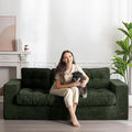 MAXYOYO 3-Seater Boneless Sofa Couch, Tufted Corded Sofa Lounge for Living Room, Comfy Bean Bag Chair High-Density Foam Couch with Pillows, No Assembly Required