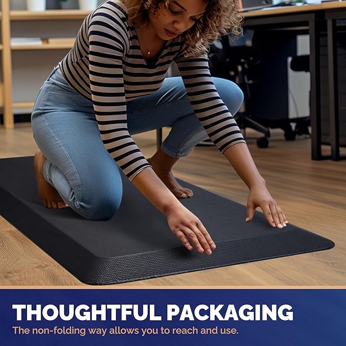 FEATOL Anti Fatigue Mat for Standing, 9/10 Extra Thick Ergonomic Standing Desk Mat, Comfort & Durable Memory Foam Standing Mat at Home,Office All Day (20" x 48", Black, 1PC)